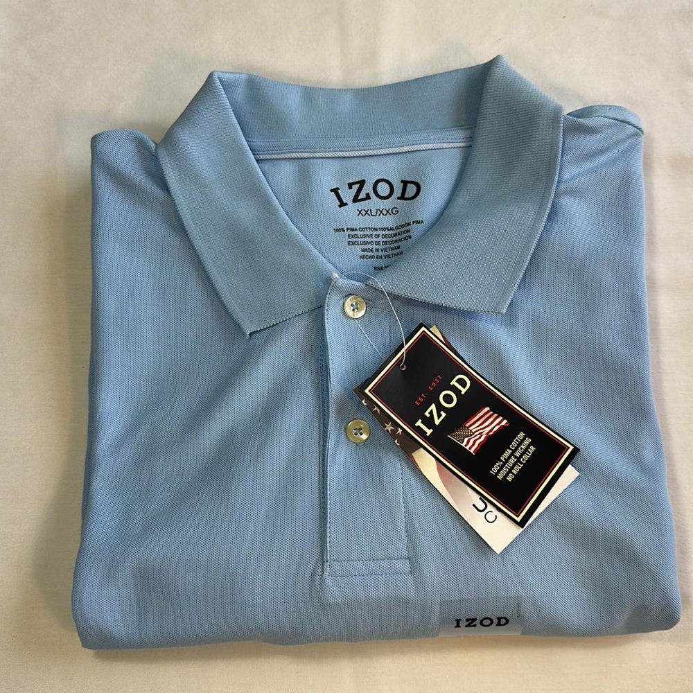 IZOD Men’s Polo Short Sleeve Shirt Blue XXL NWT
